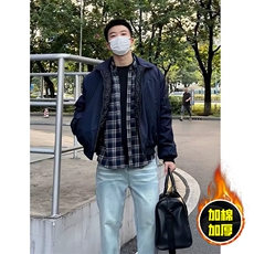 现货秋冬季美拉德立领飞行立领夹克boxy棉衣美式高街加厚加棉外套，男装夹克，电商A486-1
