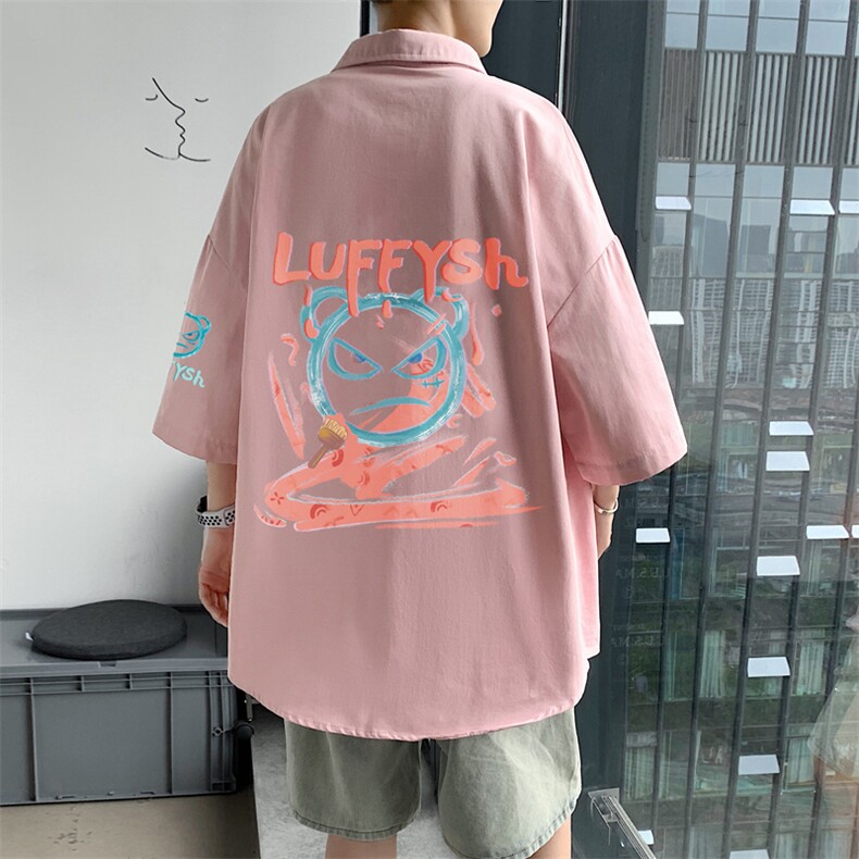 ！夏款港风冰丝衬衣男黑寸衫男白短袖衬衫男DXC286-P30，男装衬衫，电商B371