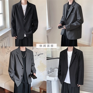 胖胖哥垫肩西装外套秋冬硬汉穿搭成熟稳重男装高级感痞帅休闲西服图片