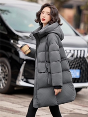 《爆2025冬款中长款羽绒服时尚简约休闲不挑身材不挑年龄上身显瘦，女装羽绒服，米莱