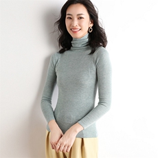 修身纯色高领毛衣女2024秋季新款时尚长袖针织衫，女装针织衫/毛衣，佳绒包芯纱店