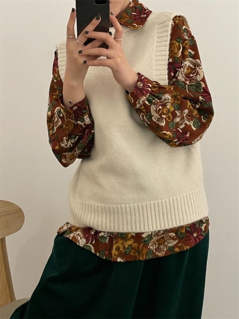 复古小花衬衫，女装衬衫，韩日依酷