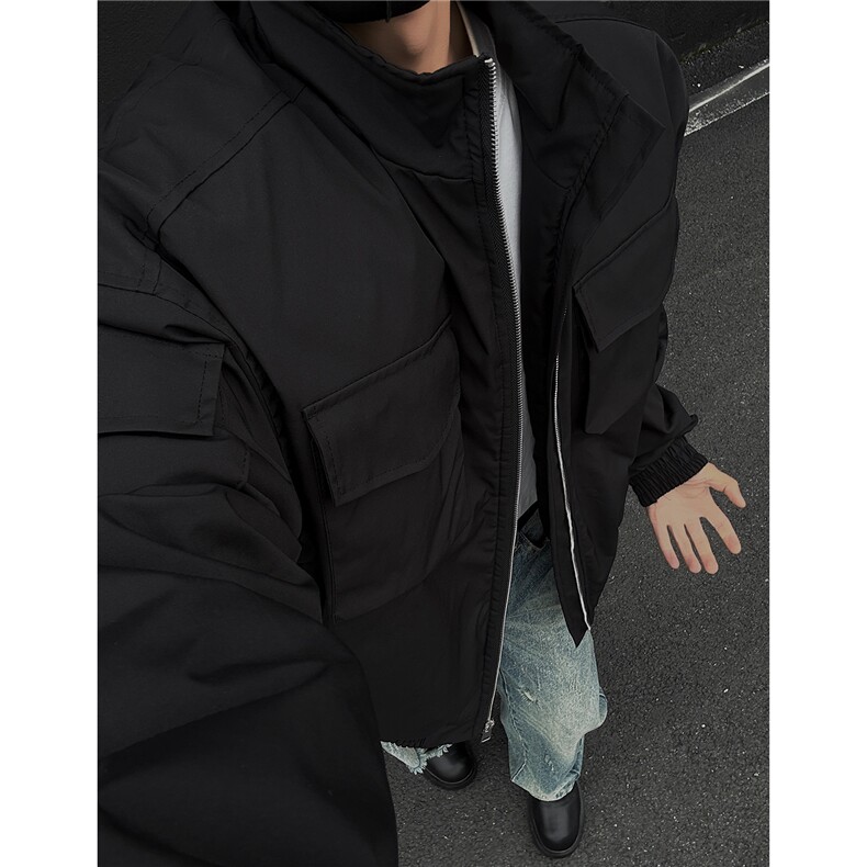 冬季新款多口袋工装立领棉衣外套美式休闲夹棉加厚棉服D393P100,男装棉衣,电商A335-1（原A458）