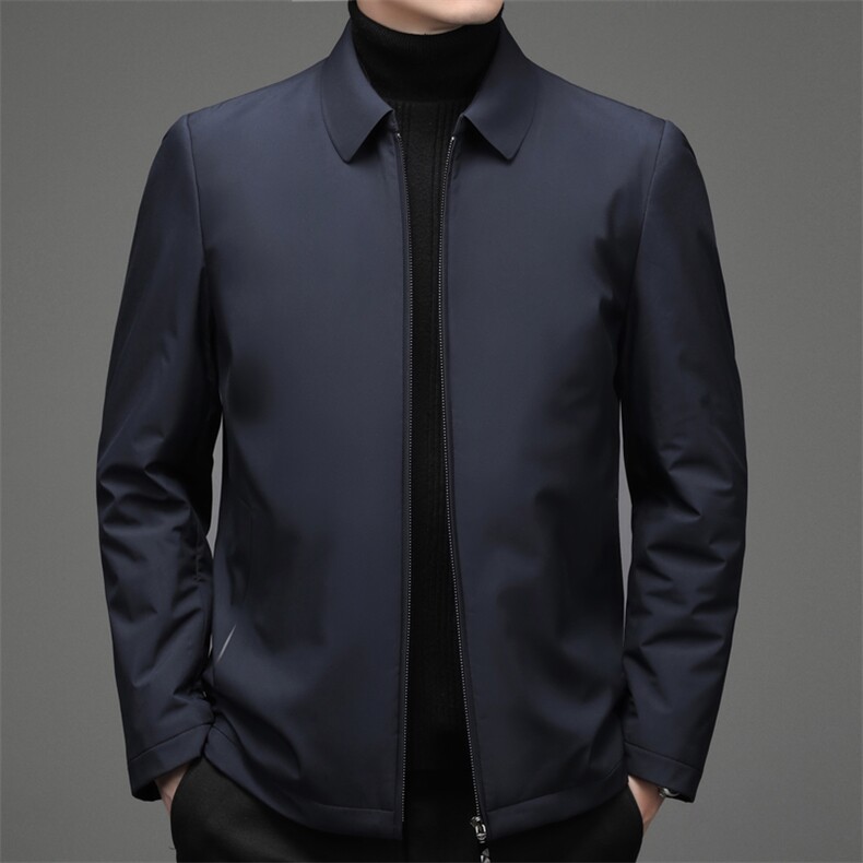 中年男士商务休闲羽绒服冬季加厚保暖翻领上衣爸爸装白鸭绒外套，男装羽绒服，电商B212（原钱塘6029）