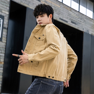 春秋季男生夹克外套青少年大码百搭款白色卡其色JK9019-P70现货足