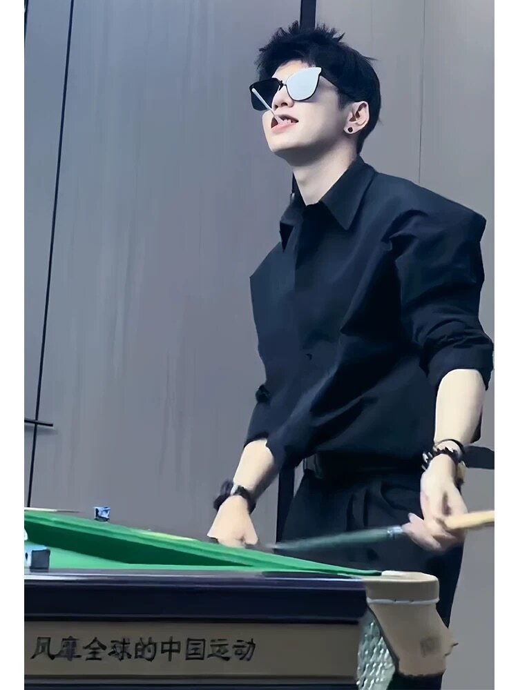 春夏纯色长袖衬衫男女休闲潮流宽松慵懒衬衣外套YH9952P35,男装衬衫,电商D256-1(原A064-1)