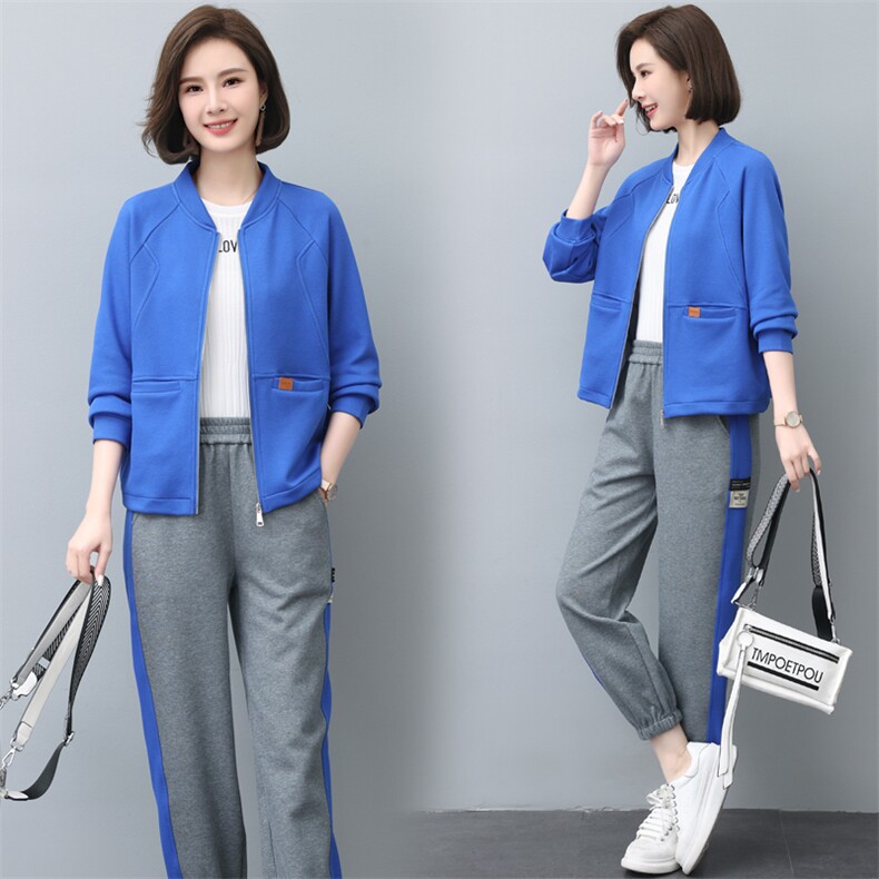 运动服套装女春秋2023年秋装新款时尚妈妈洋气卫衣秋季休闲两件套，女装套装/套裙，依恋蒂丝