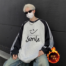 抖音得物供货提供视频秋冬重磅美式宽松织带圆领卫衣07158，男装卫衣，电商A486