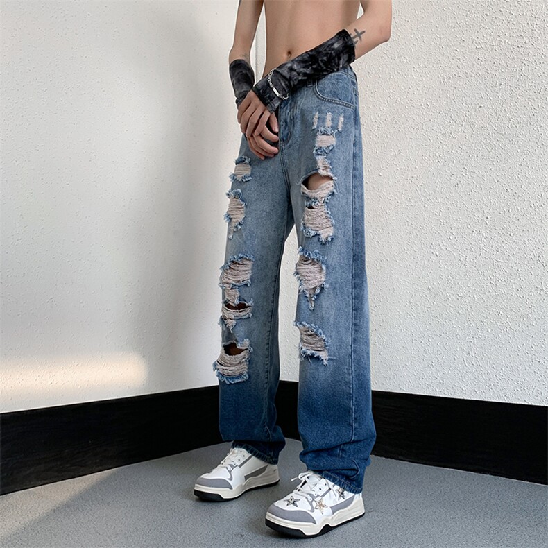 美式高街小众夏季破洞牛仔裤货号K729P60，男装牛仔裤，电商A063