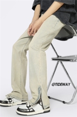 高街复古水洗微喇裤脚拉链设计牛仔裤B315-K23204-P55控68，男装牛仔裤，电商B315