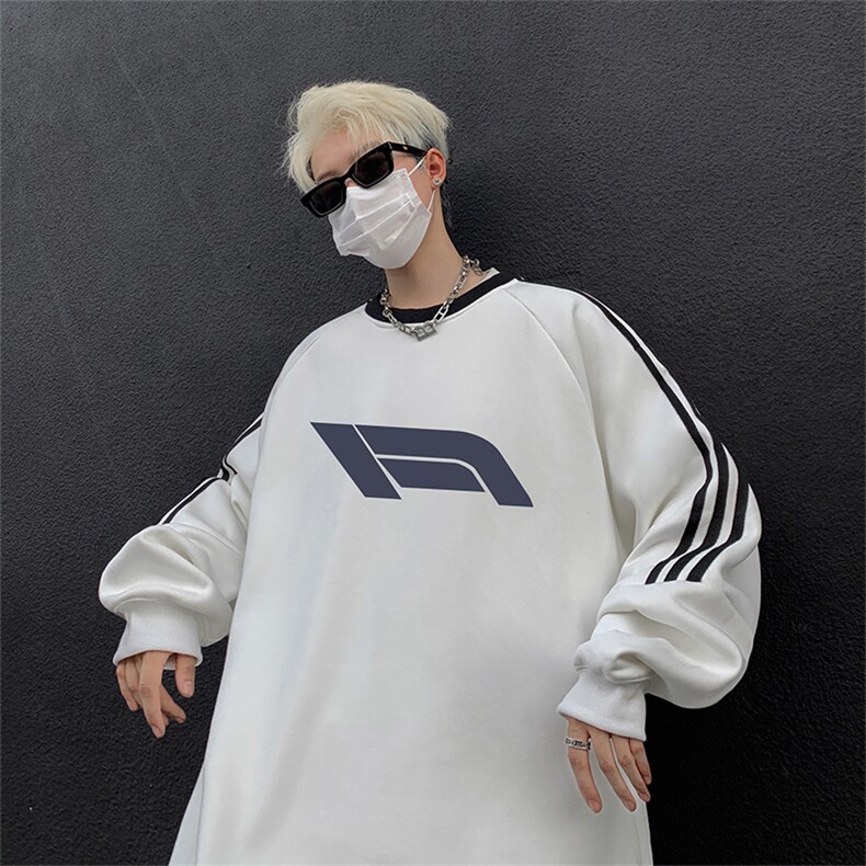抖音得物供货提供视频秋冬重磅美式宽松织带圆领卫衣0301,男装卫衣,电商A486