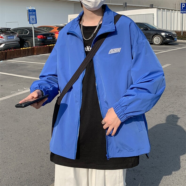 双层风衣夹克男秋季日系高街潮牌宽松情侣贴标运动外套W3125-P47,男装夹克,星座412-3