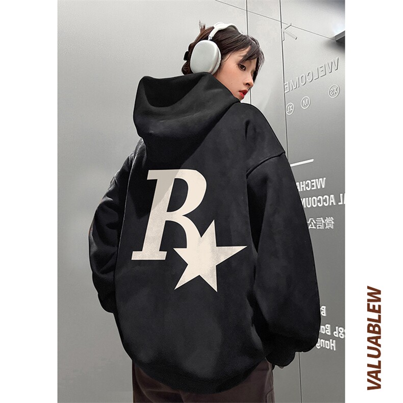 ！麂皮绒连帽卫衣直播品质重磅400克R星印花JL7134-P45控78,男装卫衣,星座508（原C305）