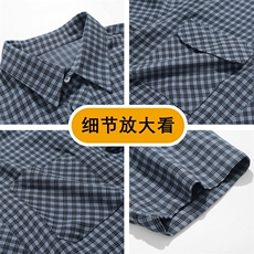 格纹短袖衬衫男夏季高级感美式复古格子衬衣工装外套BL5325-P45，男装T恤，星座610（原A335）