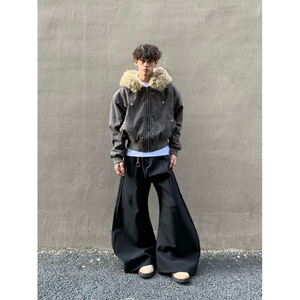 黑色大毛领派克服棉服秋冬新款宽松短款夹克保暖厚外套图片