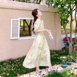 182-8552-P120-K178--V领温柔风碎花连衣裙仙女裙图片