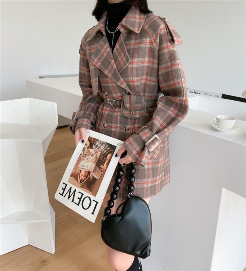 现代风格子大衣，其它，依芙恩