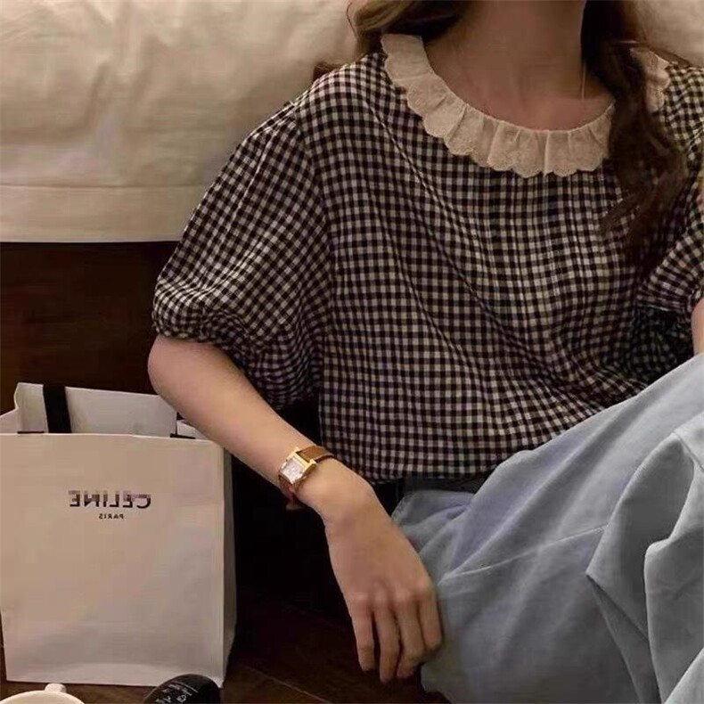 【现货】欧货小衫格子衬衫，女装衬衫，悠奈尔