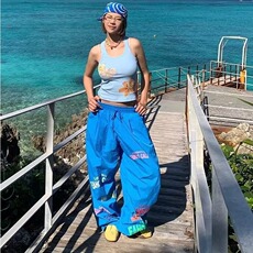 夏季新品速干裤女宽松显瘦阔腿裤松紧腰哈伦裤印花束脚裤街舞长裤，男装休闲裤，星座1210-1