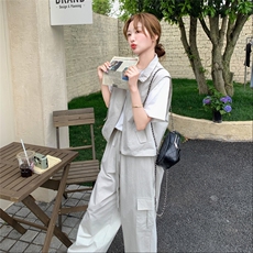 数据好现货马甲工装裤套装2045P155K228，女装套装/套裙，2C176