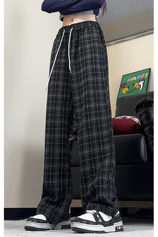 视频图-复古撞色格子抽绳松紧休闲裤男8068-P38,男装休闲裤,电商B380（原B361）
