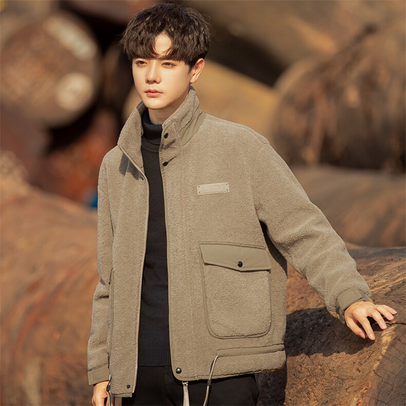 休闲羊羔绒羽绒服男秋冬季新款加厚保暖摇粒绒夹克棉服58213P295，男装夹克，电商A355（原A415）