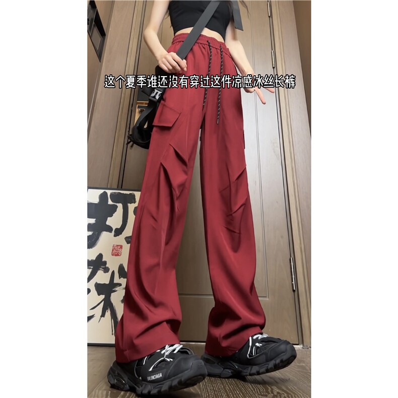 抖音品质薄款冰丝透气假口袋宽松休闲裤B315-K24152-特p30控58,男装休闲裤,电商B315