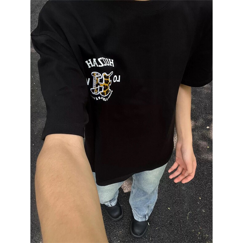 网图有货美式潮牌豹纹印花短袖t恤男女宽松半袖上衣A342-P28,男装T恤,星座1505