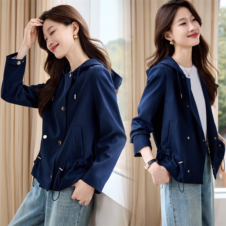 小众翻领牛仔短外套女春秋2025独特超火宽松bf慵懒风工装夹克上衣，女装风衣，时尚风爆