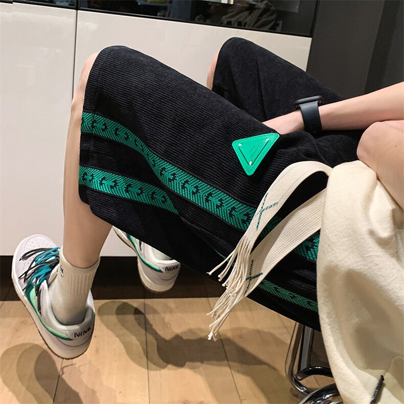 绿标织带短裤男2025夏季新款沙滩休闲五分裤男宽松中裤K1071-P26,男装牛仔裤,星座207