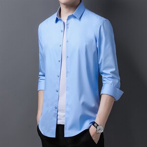 Z1827男式2023冬季新款长袖加绒衬衫修身免烫衬衣P72,男装衬衫,电商B360