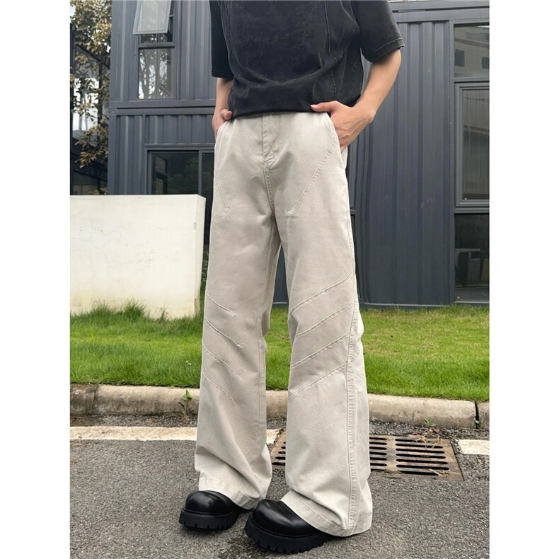 美式高街休闲裤男褶皱工装裤宽松潮牌百搭阔腿裤X825-P40,男装工装外套,星座208-5