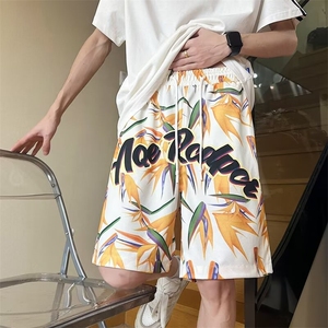 夏威夷速干沙滩裤男士休闲度假五分裤衩子宽松大码夏季花短裤男潮图片