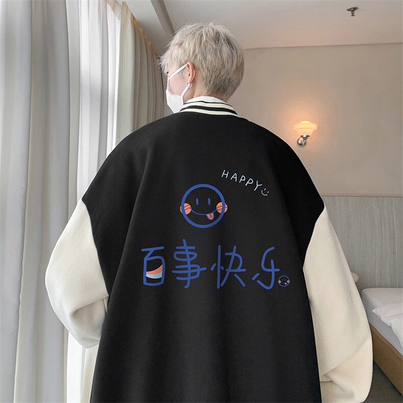 摇粒绒棒球服男大码开衫卫衣男夹克BF86183-P65,男装夹克,电商A040