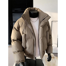 现货5W件冬季三防重磅硬挺boxy短款羽绒立领PU皮棉衣外套加厚棉服，男装棉衣，电商A486