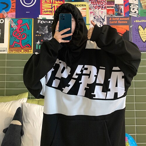 7XL-M码港风连帽卫衣男2023秋季新款加肥加大码慵懒风胖子上衣潮图片