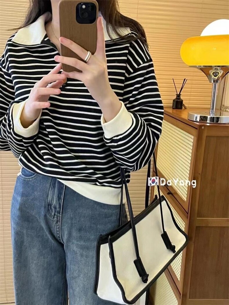 横条卫衣，女装卫衣/绒衫，依多坊