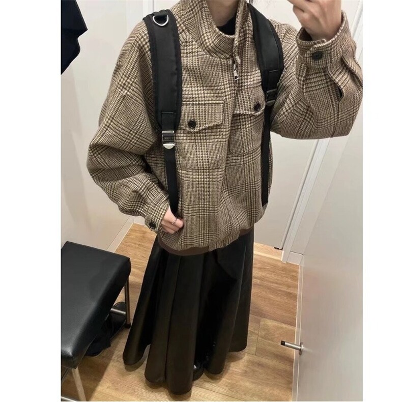 法式小香风千鸟格夹克男女秋冬季百搭哈灵顿外套JXX20-P69,男装夹克,星座208-5