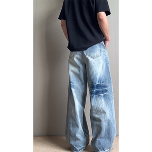 牛仔裤男长裤复古做旧色裤子A41-P50图片