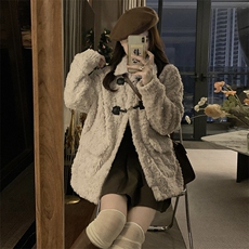 C873-P130显瘦皮毛一体仿羊羔毛外套女冬季毛呢厚可爱甜毛茸茸，女装短外套，星座911-2(原星座613-2）