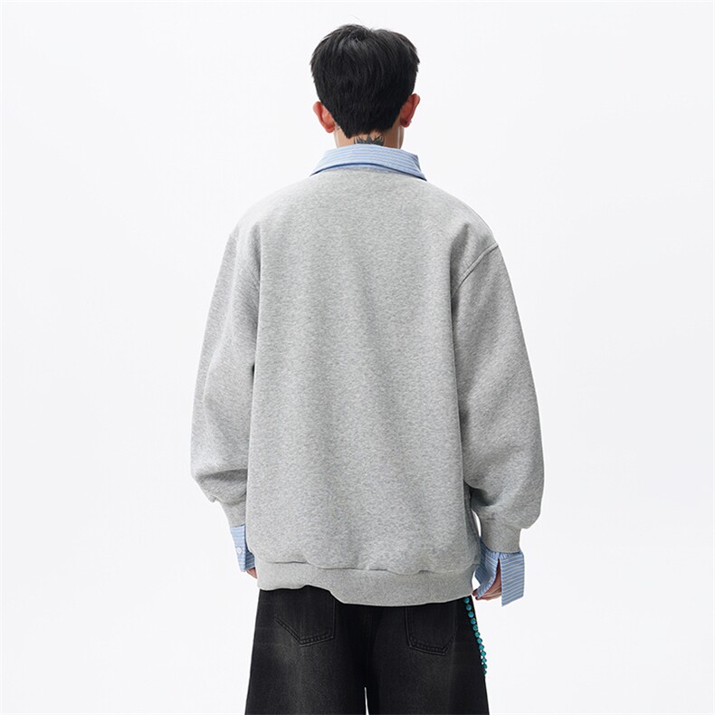 420克重磅衬衫领假两件套头卫衣外套W057特批4878,男装衬衫,电商A073