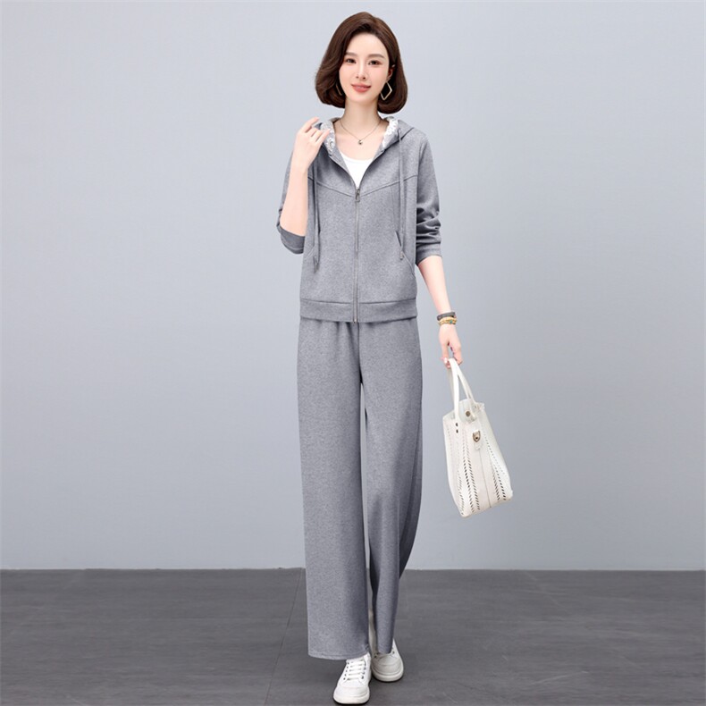 长袖连帽两件套2025年秋季长裤拉链,女装套装/套裙,简韵佳