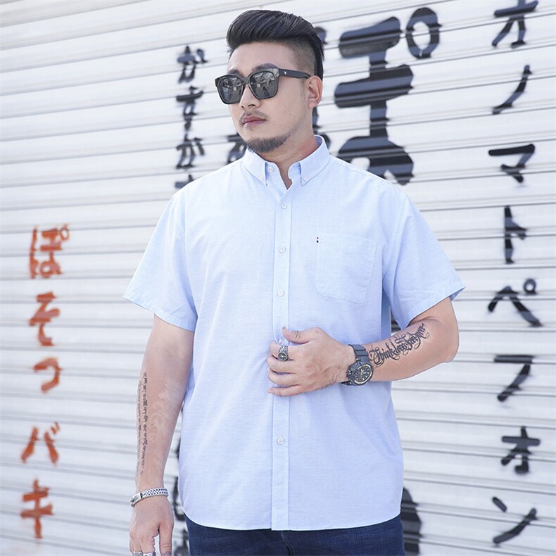 2XL-8XL男士短袖衬衣休闲宽松肥佬半袖衬衫上衣加肥大码2917,男装衬衫,星座802