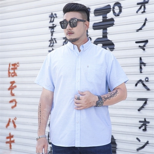 2XL-8XL男士短袖衬衣休闲宽松肥佬半袖衬衫上衣加肥大码2917,针织格子七分裤怎么搭配图片