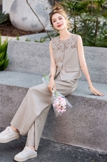 2026年夏季新款时尚镂空领显瘦马甲阔腿裤气质套装女夏季，女装套装/套裙，沁沁公主