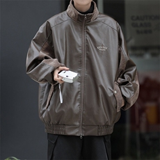 DW6702-P72；潮牌古着皮衣夹克美式街头痞帅立领情侣机车服外套，男装夹克，星座603-2