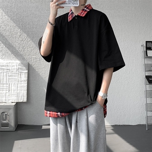 短袖男夏季新款港风宽松假两件体恤上衣DX3302-P32图片
