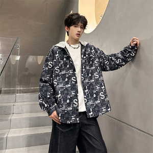 秋季港风宽松休闲连帽夹克外套潮XZ808B-WH089-P68图片