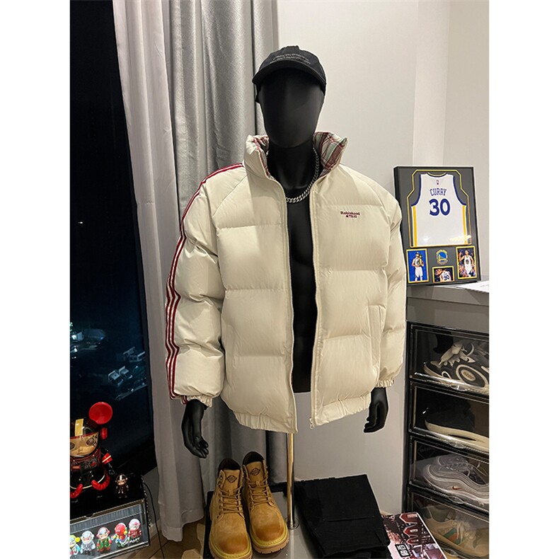秋冬新款港风条纹刺绣立领保暖棉服面包服XZ213-MY5529-P98控128,男装夹克,星座213