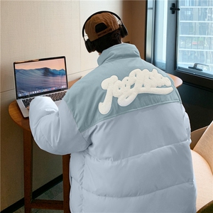 冬季字母贴标棉衣男立领拼接男士棉服潮流棉袄子A266-WMY8623-P75图片